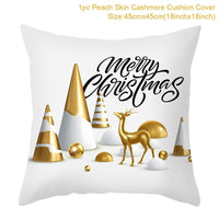 HKM-791379 Christmas Cartoon Series Throw Pillow Cushion Cover - 45x45cm Polyester Linen, Mixed Colors