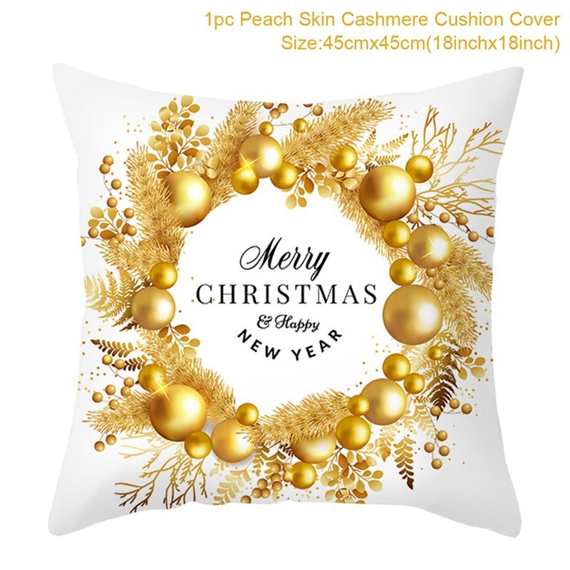 HKM-791379 Christmas Cartoon Series Throw Pillow Cushion Cover - 45x45cm Polyester Linen, Mixed Colors