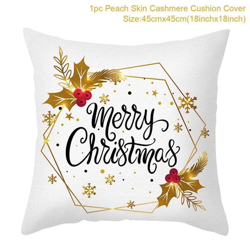 HKM-791379 Christmas Cartoon Series Throw Pillow Cushion Cover - 45x45cm Polyester Linen, Mixed Colors
