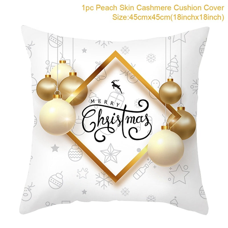 HKM-791379 Christmas Cartoon Series Throw Pillow Cushion Cover - 45x45cm Polyester Linen, Mixed Colors
