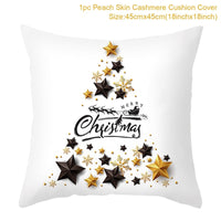 HKM-791379 Christmas Cartoon Series Throw Pillow Cushion Cover - 45x45cm Polyester Linen, Mixed Colors