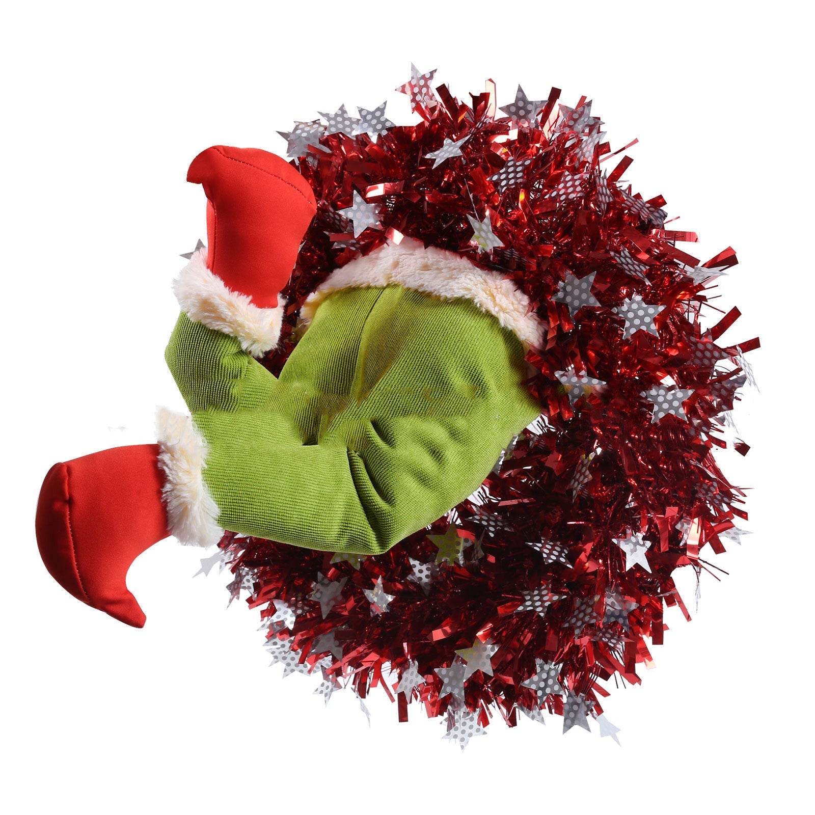 HKM-791443 Green Cloth Prosthetic Leg Ornament for Christmas Tree Decoration, 40x20x10cm