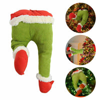 HKM-791443 Green Cloth Prosthetic Leg Ornament for Christmas Tree Decoration, 40x20x10cm