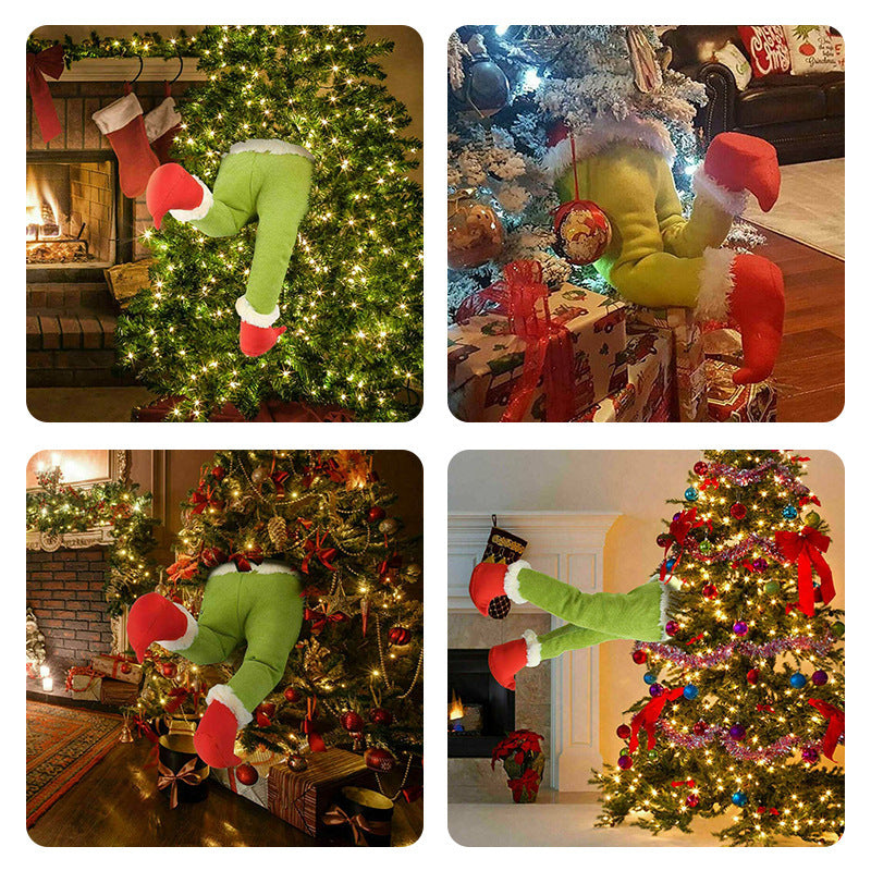 HKM-791443 Green Cloth Prosthetic Leg Ornament for Christmas Tree Decoration, 40x20x10cm