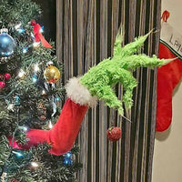 HKM-791443 Green Cloth Prosthetic Leg Ornament for Christmas Tree Decoration, 40x20x10cm