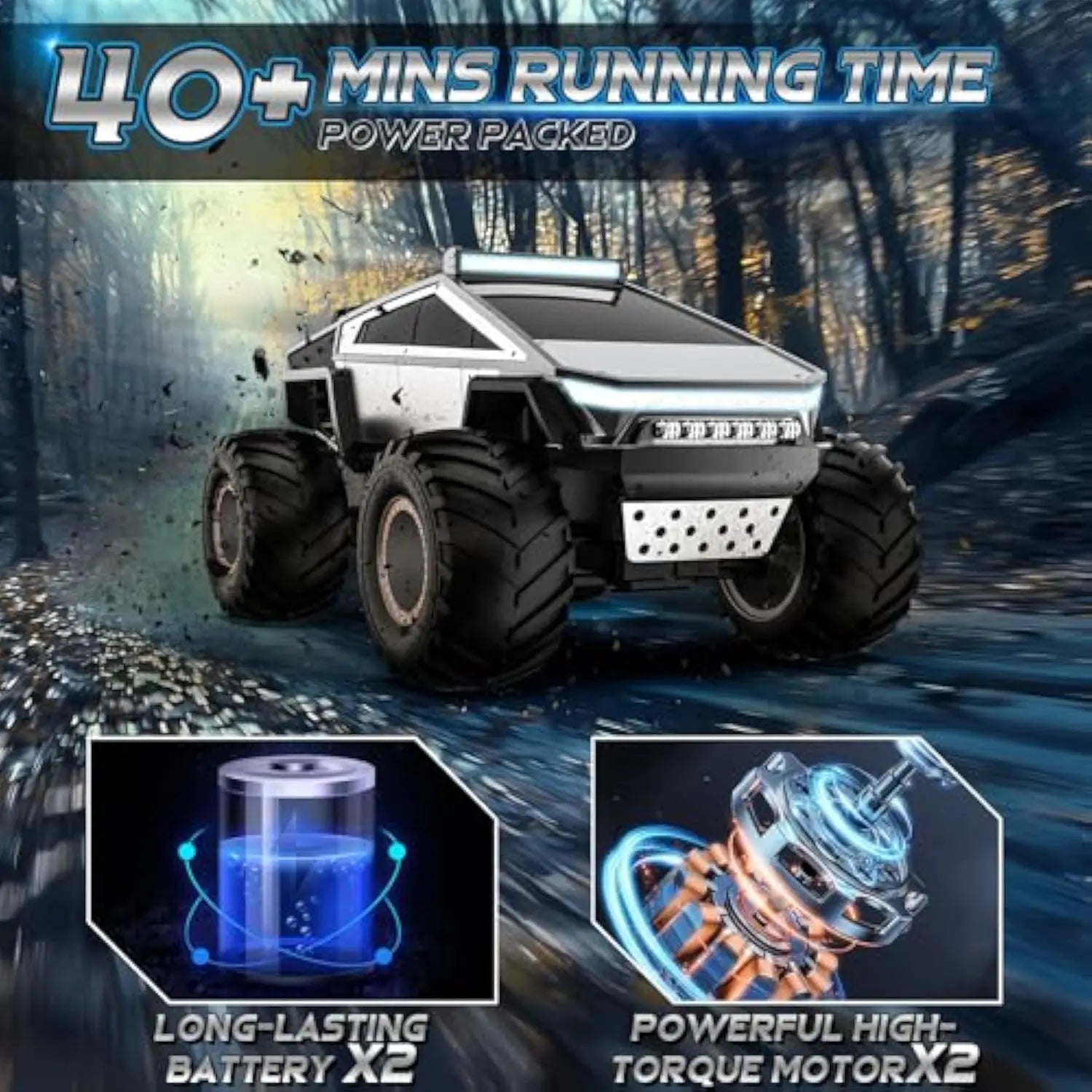 HKM-791507 Large-Scale Remote Control Cyber Truck with Lights and Music, 1:12 Scale, Off-Road Capability