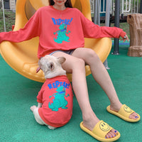 HKM-791571 Two-Legged Cartoon Print Pet Parent-Child Sweater in Multiple Colors