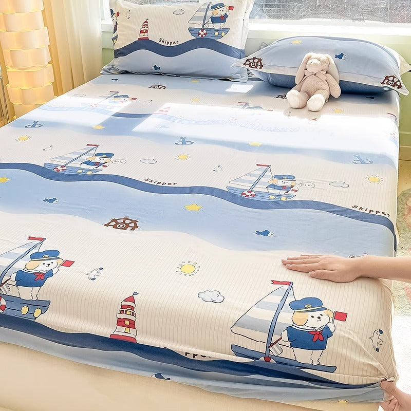 KTX-791635 Cartoon Anime Pure Cotton Fitted Bed Sheet - Multiple Sizes Available