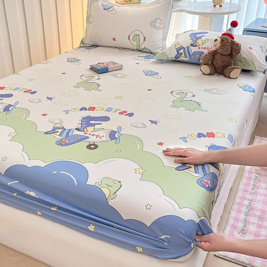 KTX-791635 Cartoon Anime Pure Cotton Fitted Bed Sheet - Multiple Sizes Available