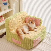 HKM-791635 Cozy Removable Washable Cat Nest in Sweet Potato Cream and Peach Avocado Colors