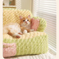 HKM-791635 Cozy Removable Washable Cat Nest in Sweet Potato Cream and Peach Avocado Colors