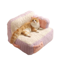 HKM-791635 Cozy Removable Washable Cat Nest in Sweet Potato Cream and Peach Avocado Colors