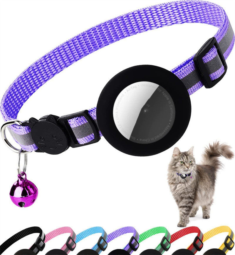 HKM-791827 Reflective Anti-Lost Pet Collar for Kittens and Puppies - Multi-Color Striped Design