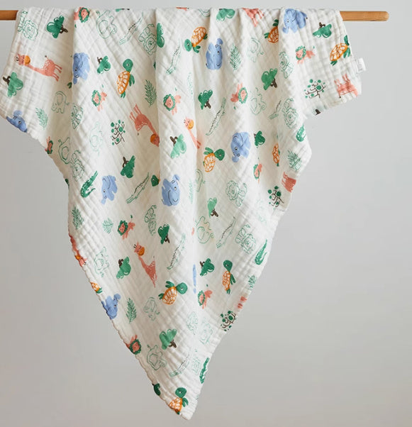 HKM-791827 Soft Combed Cotton Gauze Baby Blanket - 110 x 110 cm Towel Blanket