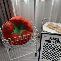 HKM-791891 Modern Minimalist Thick Round Pillow with Plant and Flower Design – Available in Tomato, Mushroom, and Persimmon Colors, 45cm