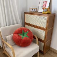 HKM-791891 Modern Minimalist Thick Round Pillow with Plant and Flower Design – Available in Tomato, Mushroom, and Persimmon Colors, 45cm