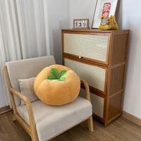 HKM-791891 Modern Minimalist Thick Round Pillow with Plant and Flower Design – Available in Tomato, Mushroom, and Persimmon Colors, 45cm
