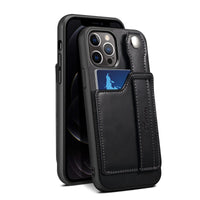 HKM-792083 Card Finger Ring Back Cover for iPhone 12/12 Pro/12 Mini/12 Pro Max - PU Protective Shell in Khaki, Black, Red, Blue, Brown, Green