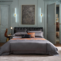 HKM-792147 Jacquard Cotton Four-Piece Bedding Set with Floral Design in Standard and Plus Sizes