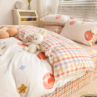 HKM-792147 Milk Velvet Plush Bed Sheet Set - Soft Polyester Cartoon Thermal Insulation - Multiple Sizes Available