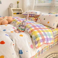 HKM-792147 Milk Velvet Plush Bed Sheet Set - Soft Polyester Cartoon Thermal Insulation - Multiple Sizes Available
