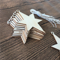 HKM-792275 Hand-Carved Wooden Christmas Ornaments - Landscape Flowers, Trees, and Stars - Set of 10