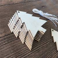 HKM-792275 Hand-Carved Wooden Christmas Ornaments - Landscape Flowers, Trees, and Stars - Set of 10