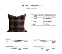 HKM-792275 Plaid Wool Pillow Cover – Elegant Cushion in Black, Red, Blue, 30x50cm & 45x45cm Sizes