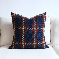 HKM-792275 Plaid Wool Pillow Cover – Elegant Cushion in Black, Red, Blue, 30x50cm & 45x45cm Sizes