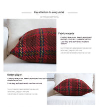 HKM-792275 Plaid Wool Pillow Cover – Elegant Cushion in Black, Red, Blue, 30x50cm & 45x45cm Sizes