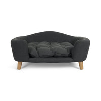 HKM-792339 Cozy Dark Gray Dog Bed with Birched Legs and Luxurious Tufted Cushions