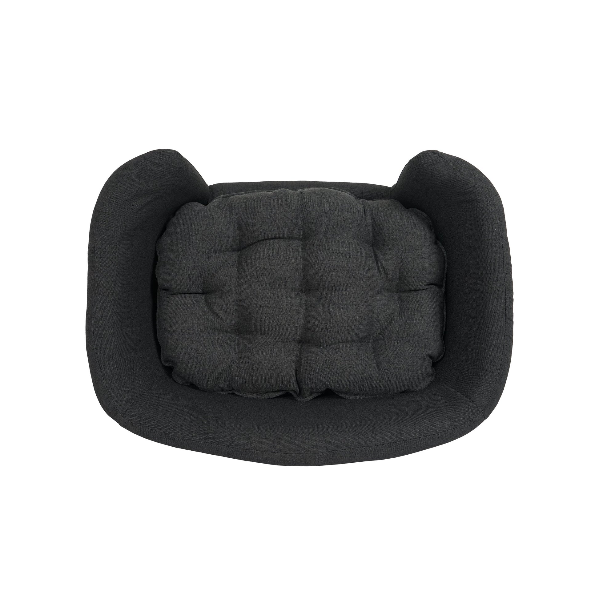HKM-792339 Cozy Dark Gray Dog Bed with Birched Legs and Luxurious Tufted Cushions