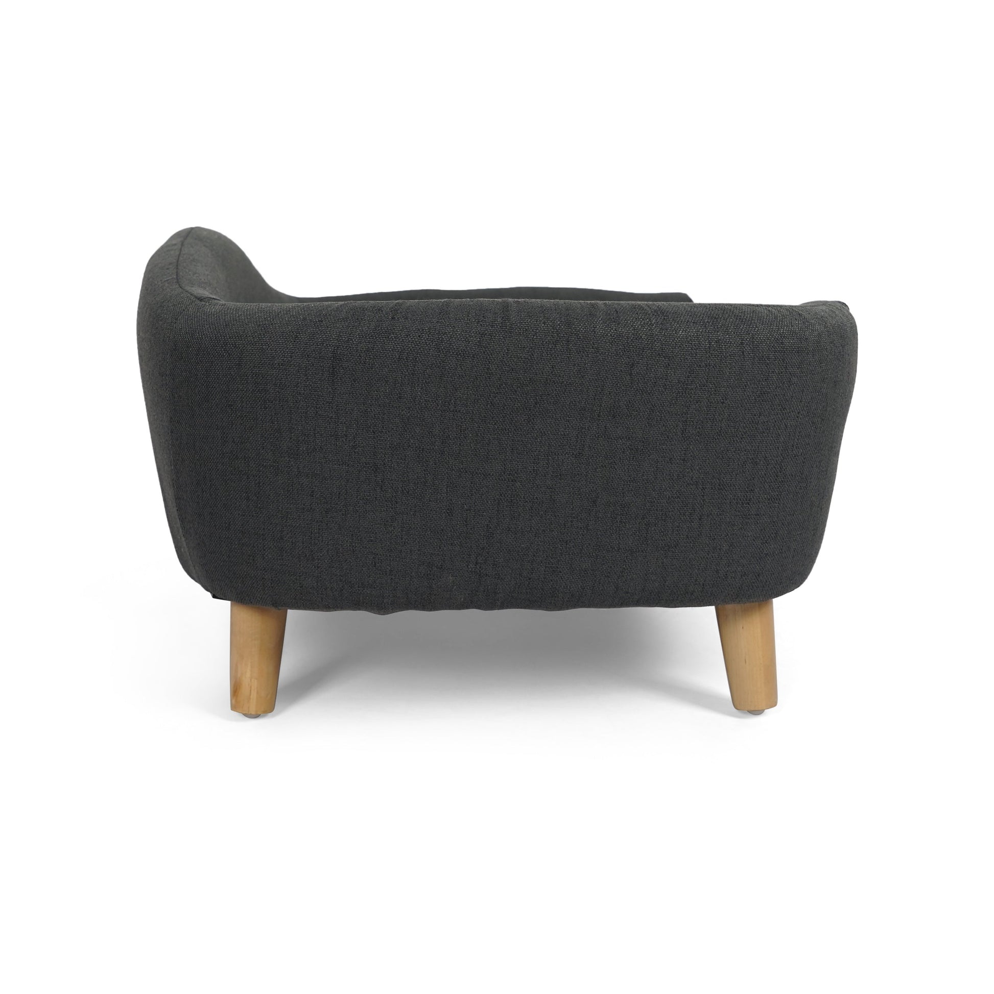 HKM-792339 Cozy Dark Gray Dog Bed with Birched Legs and Luxurious Tufted Cushions