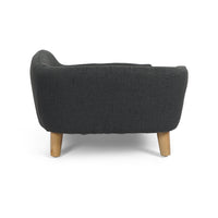 HKM-792339 Cozy Dark Gray Dog Bed with Birched Legs and Luxurious Tufted Cushions