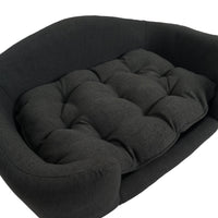 HKM-792339 Cozy Dark Gray Dog Bed with Birched Legs and Luxurious Tufted Cushions