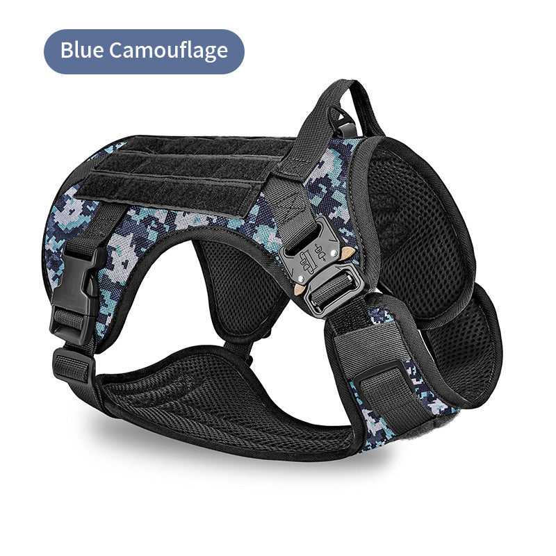 HKM-792339 Tactical Camouflage Dog Harness for Large Breeds - Adjustable Service & Training Vest