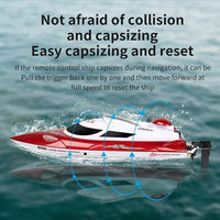HKM-792403 High-Speed Remote-Controlled Speedboat with LED Lights and Capsizing Recovery Feature