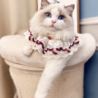 HKM-792659 Cotton Lace Adjustable Pet Bib Scarf with Bow, Multiple Colors Available