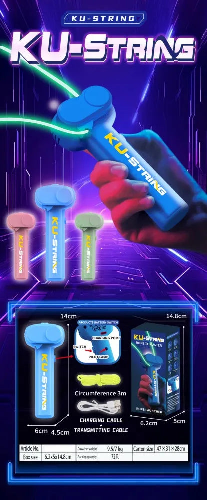 HKM-792787 Glow in the Dark String Rope Launcher Stress Relief Toy for Kids and Teens