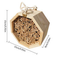 HKM-792915 Wooden Bee Breeding Box for Insects with Bamboo Tubes and Natural Habitat Features