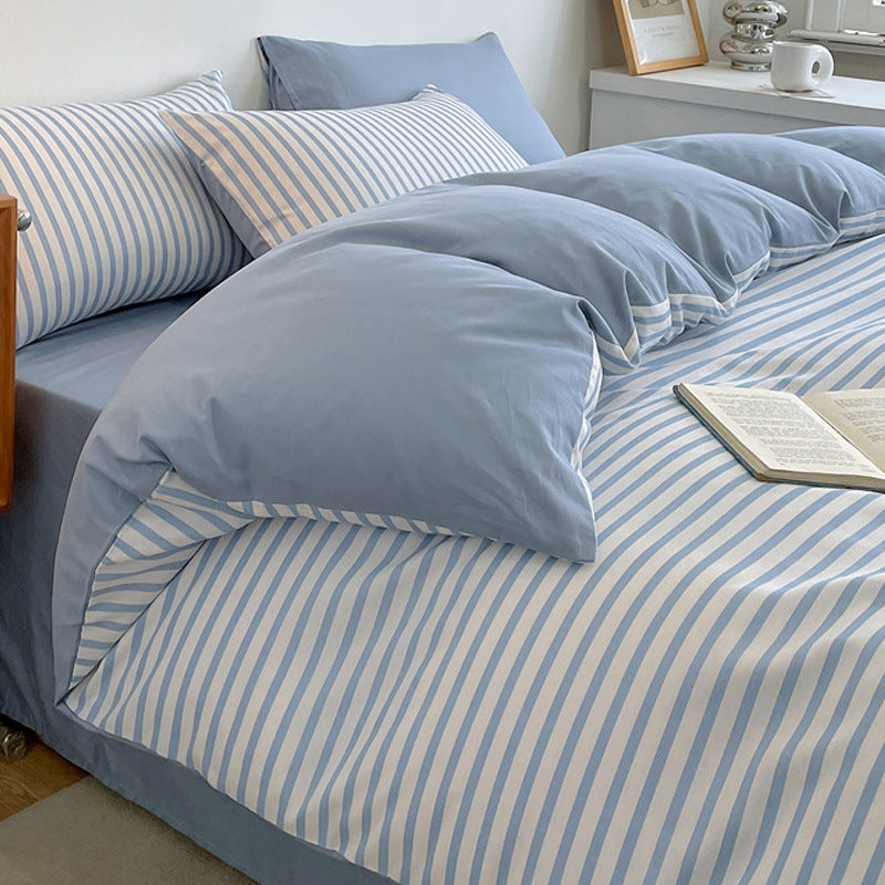 HKM-792979 Pure Cotton Four-Piece Geometric Quilt Cover Set for Beds 1.5m, 1.8m, and 2.0m