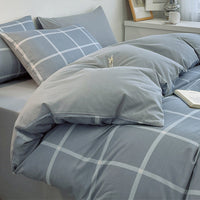 HKM-792979 Pure Cotton Four-Piece Geometric Quilt Cover Set for Beds 1.5m, 1.8m, and 2.0m