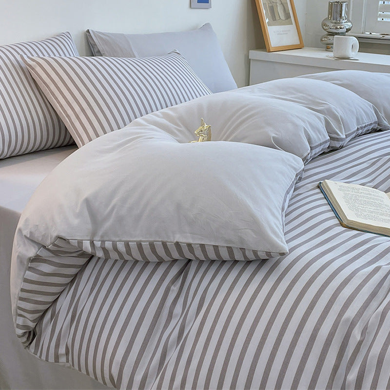 HKM-792979 Pure Cotton Four-Piece Geometric Quilt Cover Set for Beds 1.5m, 1.8m, and 2.0m