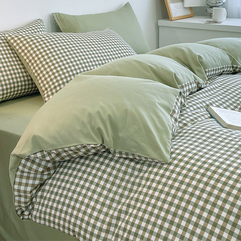 HKM-792979 Pure Cotton Four-Piece Geometric Quilt Cover Set for Beds 1.5m, 1.8m, and 2.0m