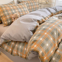 HKM-792979 Pure Cotton Four-Piece Geometric Quilt Cover Set for Beds 1.5m, 1.8m, and 2.0m