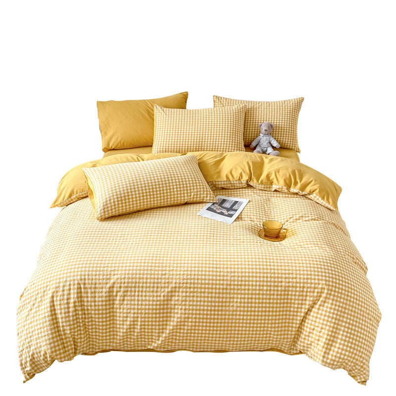 HKM-792979 Pure Cotton Four-Piece Geometric Quilt Cover Set for Beds 1.5m, 1.8m, and 2.0m