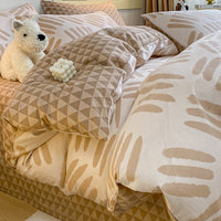 HKM-792979 Pure Cotton Four-Piece Geometric Quilt Cover Set for Beds 1.5m, 1.8m, and 2.0m
