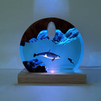 HKM-793107 Resin Diver Ocean Night Light - Solid Wood and Resin Decorative Accent