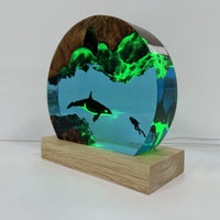 HKM-793107 Resin Diver Ocean Night Light - Solid Wood and Resin Decorative Accent