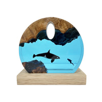 HKM-793107 Resin Diver Ocean Night Light - Solid Wood and Resin Decorative Accent